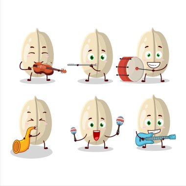 Fıstık Tohumu 'nun çizgi film karakteri müzik enstrümanları çalıyor. Vektör illüstrasyonu