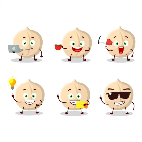 Macadamia Zeichentrickfigur Mit Verschiedenen Arten Von Business Emoticons Vektorillustration — Stockvektor