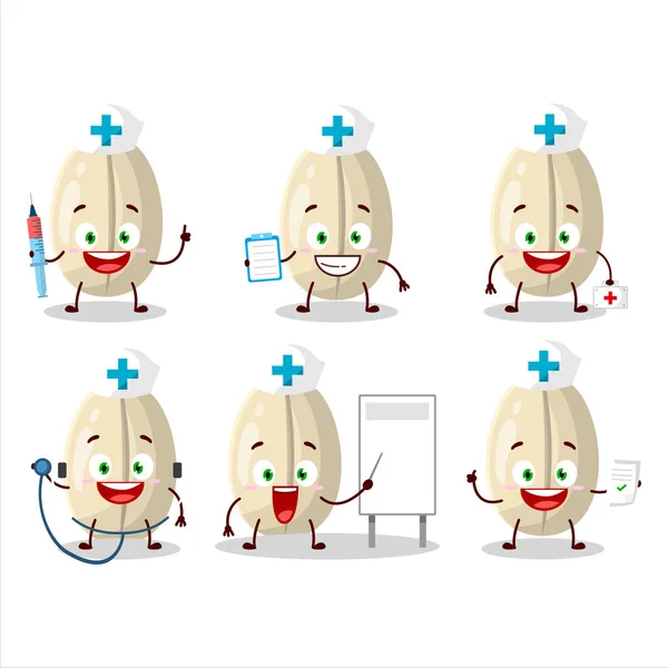 Dokter Beroep Emoticon Met Pinda Zaad Cartoon Karakter Vectorillustratie — Stockvector