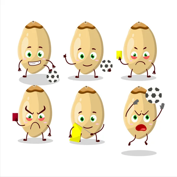 Pine Nuts Personnage Dessin Animé Travaillant Comme Arbitre Football Illustration — Image vectorielle