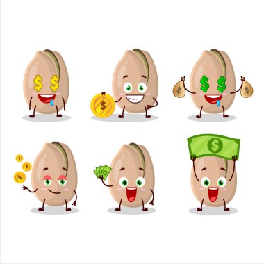 Şirin ifadeli Fıstık çizgi film karakteri para getiriyor. Vektör illüstrasyonu