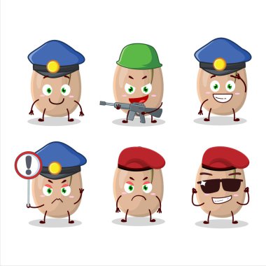 Fıstık maskotu tasarım tarzında kendini işine adamış bir polis memuru. Vektör illüstrasyonu