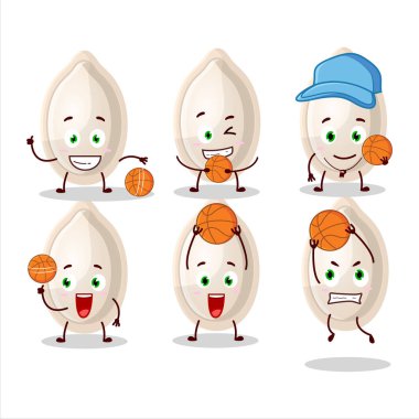 Basketbol atleti olarak yetenekli balkabağı tohumu çizgi film karakteri. Vektör illüstrasyonu