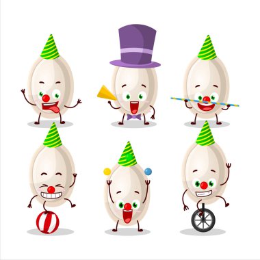 Çeşitli sirk şovları olan balkabağı tohumu çizgi film karakteri. Vektör illüstrasyonu