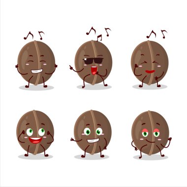 Ceviz dansçısı çizgi film karakterinin müzikten hoşlandığı bir görüntü. Vektör illüstrasyonu