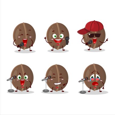 Cevizlerin ünlü bir şarkı söylediği şirin bir çizgi film tasarımı konsepti. Vektör illüstrasyonu