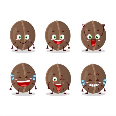 Gülen suratlı ceviz çizgi film karakteri. Vektör illüstrasyonu