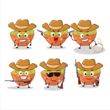 Güzel şapkalı havalı kovboy Mung fasulyesi çizgi film karakteri. Vektör illüstrasyonu