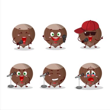 Şirin bir çizgi film dizaynı olan fındık ünlü bir şarkı söylüyor. Vektör illüstrasyonu