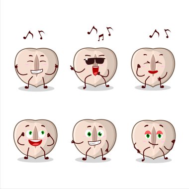 Müzikten hoşlanan fındık dansçısı çizgi film karakterinin görüntüsü. Vektör illüstrasyonu