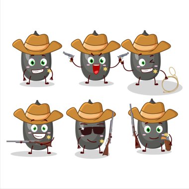 Güzel şapkalı havalı kovboy ayçiçeği tohumu çizgi film karakteri. Vektör illüstrasyonu