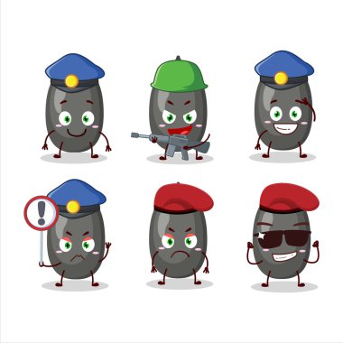 Ayçiçeği tohumları maskotu tasarım tarzında kendini işine adamış bir polis memuru. Vektör illüstrasyonu