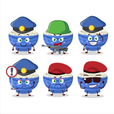 Donanma fasulye maskotu tasarımı yapan kendini işine adamış bir polis memuru. Vektör illüstrasyonu