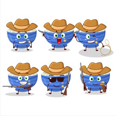 Şirin şapkalı havalı kovboy fasulye çizgi film karakteri. Vektör illüstrasyonu