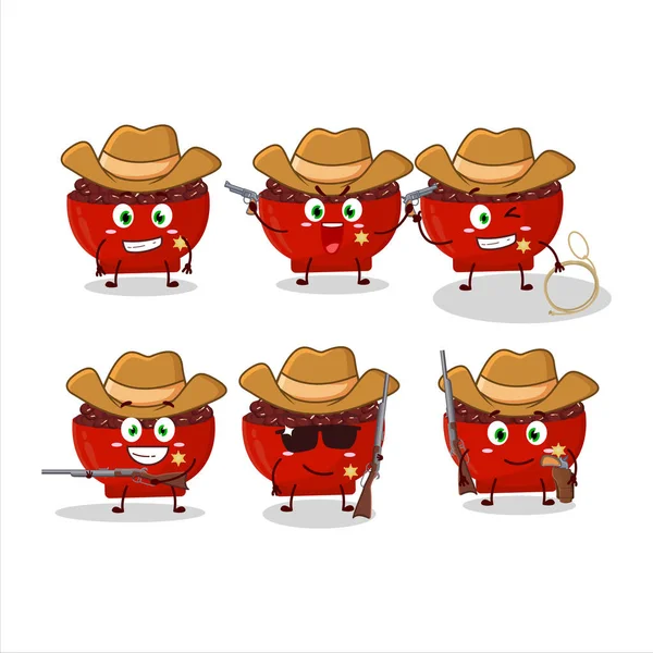 Cool Vaquero Adzuki Frijoles Personaje Dibujos Animados Con Lindo Sombrero — Vector de stock