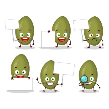 Fıstık tohumlu çizgi film karakteri bilgi panosunu getirdi. Vektör illüstrasyonu