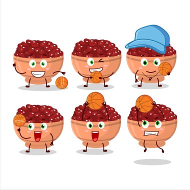 Basketbol atleti olarak yetenekli bir böbrek fasulyesi çizgi film karakteri. Vektör illüstrasyonu