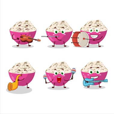 Bazı müzik enstrümanları çalan Basmati Rice çizgi film karakteri. Vektör illüstrasyonu