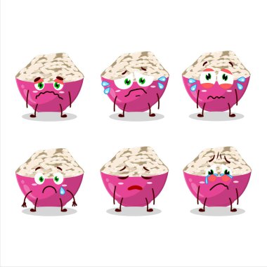 Hüzünlü ifadesiyle Basmati pirinç çizgi film karakteri. Vektör illüstrasyonu