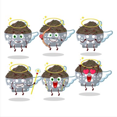 Koyu pirinç karikatürü sevimli bir melek karakteri olarak tasarlanıyor. Vektör illüstrasyonu