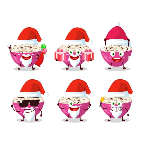 Emotikon Santa Claus Dengan Karakter Kartun Beras Basmati Ilustrasi Vektor - Stok Vektor