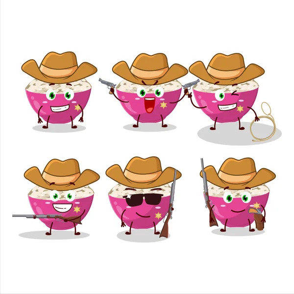 Cool Cowboy Basmati Rice Cartoon Character Cute Hat Vector Illustration — Stock Vector