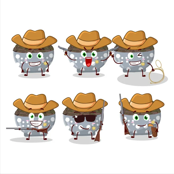 Cowboy Fresco Personagem Desenho Animado Arroz Selvagem Escuro Com Chapéu — Vetor de Stock