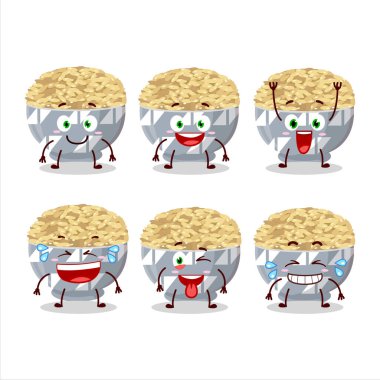 Gülen surat ifadesiyle parbolize edilmiş pirinç tanecikli çizgi film karakteri. Vektör illüstrasyonu