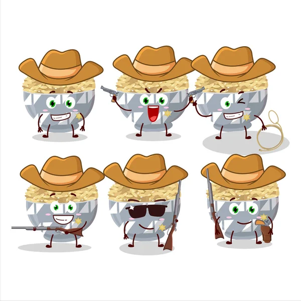 Cowboy Legal Parboied Arroz Grão Longo Personagem Desenho Animado Com — Vetor de Stock