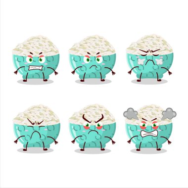 Çeşitli kızgın ifadeleri olan pilav çizgi film karakteri. Vektör illüstrasyonu