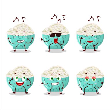 Müzikten hoşlanan pilav dansçısı çizgi film karakteri imajı. Vektör illüstrasyonu