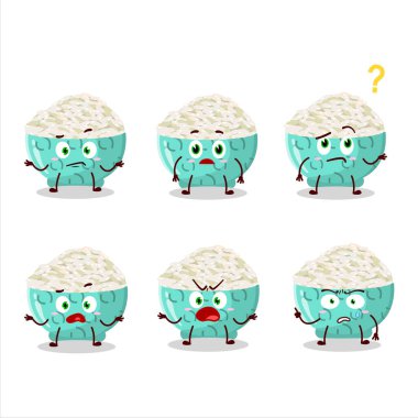 Çizgi film karakteri risotto pilavı, hangi ifadeyle. Vektör illüstrasyonu