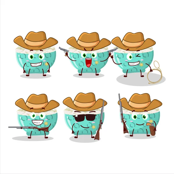 Cool Cowboy Risotto Arroz Personagem Dos Desenhos Animados Com Chapéu — Vetor de Stock