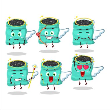 Siyah kaplumbağa fasulye çizgi filmi sevimli bir melek karakteri olarak tasarlandı. Vektör illüstrasyonu