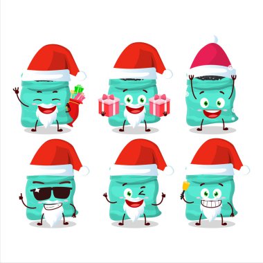 Noel Baba simgeleri ve siyah kaplumbağa fasulyesi çizgi film karakteri. Vektör illüstrasyonu