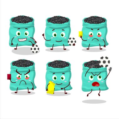 Siyah kaplumbağa fasulyesi çizgi film karakteri futbol hakemi olarak çalışıyor. Vektör illüstrasyonu