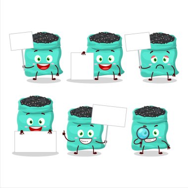 Siyah kaplumbağa fasulye çizgi film karakteri bilgi panosu getiriyor. Vektör illüstrasyonu