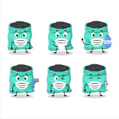 Siyah kaplumbağa fasulyesi karikatür tasarımı salgın sırasında sağlıklı kalmaya devam ediyor. Vektör illüstrasyonu