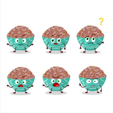 Kırmızı kargo pilavının çizgi film karakteri, hangi ifadeyle. Vektör illüstrasyonu