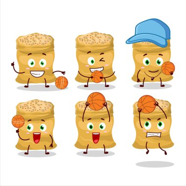 Basketbol atleti olarak yetenekli soya fasulyesi çizgi film karakteri. Vektör illüstrasyonu