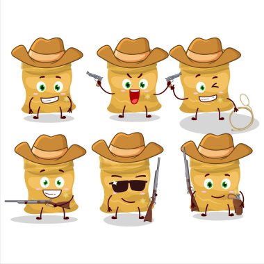 Güzel şapkalı havalı kovboy soya fasulyesi çizgi film karakteri. Vektör illüstrasyonu