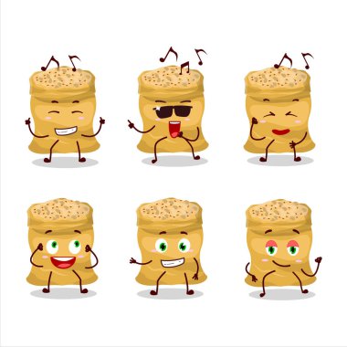 Müzikten hoşlanan soya fasulyesi dansçısı çizgi film karakteri. Vektör illüstrasyonu