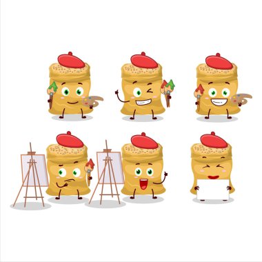 Soya fasulyesi çizgi film karakterinin fırçalı sanatçısı. Vektör illüstrasyonu