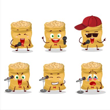 Soya fasulyelerinin ünlü bir şarkı söylediği şirin bir çizgi film konsepti. Vektör illüstrasyonu