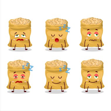 Uykulu ifadeli soya fasulyesinin çizgi film karakteri. Vektör illüstrasyonu