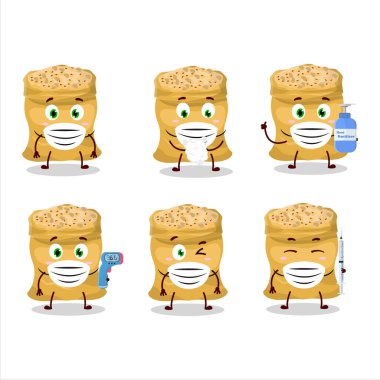 Soya fasulyesi çizgi film tasarımı salgın sırasında sağlıklı kalmaya devam ediyor. Vektör illüstrasyonu