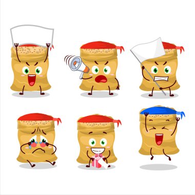 Çekici bir destekçi olarak soya fasulyesi karakterinin maskot tasarımı. Vektör illüstrasyonu