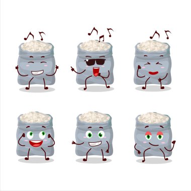 Müzikten hoşlanan beyaz fasulye dansçısı bir çizgi film karakteri. Vektör illüstrasyonu