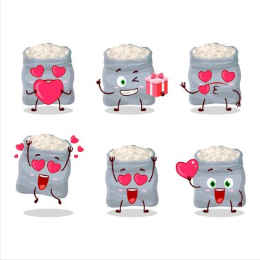 Sevgi ifadesi olan beyaz fasulye çizgi film karakteri. Vektör illüstrasyonu