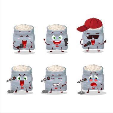 Beyaz fasulyelerin ünlü bir şarkı söylediği şirin bir çizgi film tasarımı. Vektör illüstrasyonu